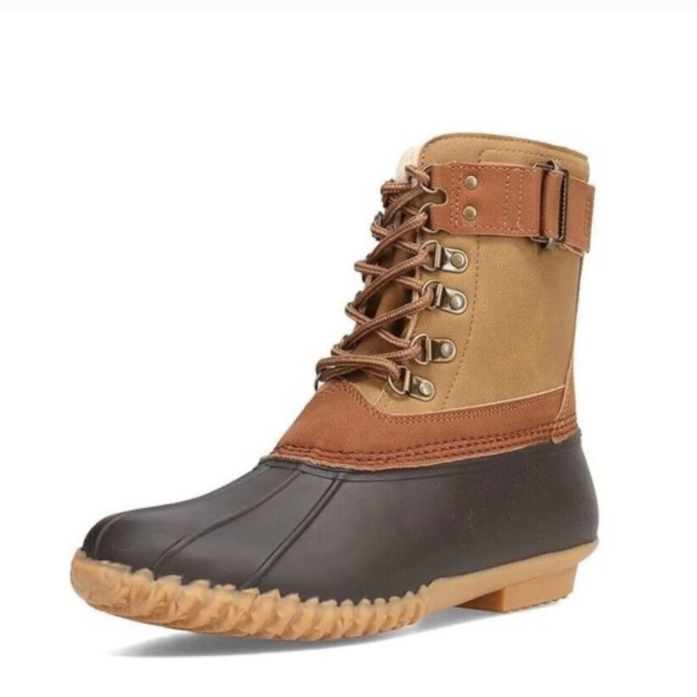Jbu by Jambu Women's Windsor Waterproof Duck Boot Tan Navy Winter Boot Size‎ 8M